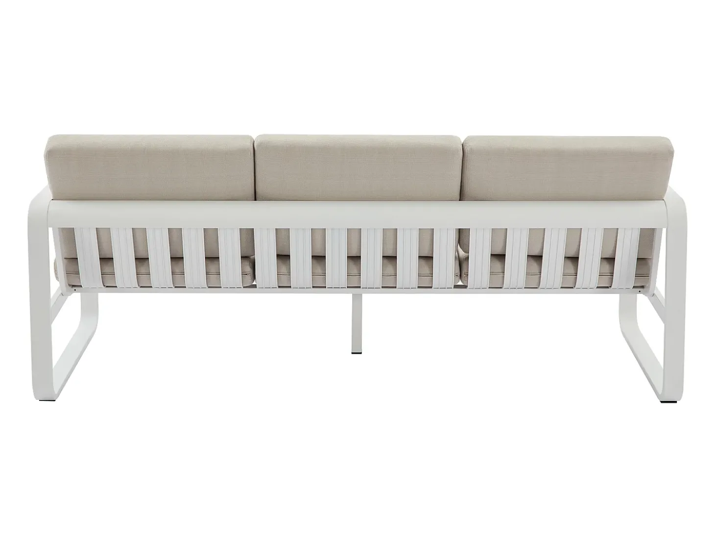 Conjunto de jardim em alumínio: 1 sofá de 3 lugares, 2 poltronas e 1 mesa de centro - Branco com almofadas bege - LOMIA da MYLIA