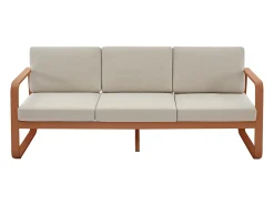 Conjunto de jardim em alumínio: 1 sofá de 3 lugares e 1 mesa de centro - Acobreado com almofadas bege - LOMIA de MYLIA