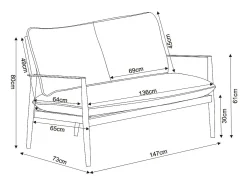 Conjunto de jardim em alumínio: um sofá de 2 lugares, 2 poltronas e 1 mesa de centro - Antracite com almofadas bege - TAVINYA de MYLIA