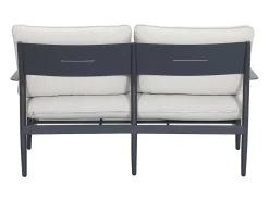 Conjunto de jardim em alumínio: um sofá de 2 lugares, 2 poltronas e 1 mesa de centro - Antracite com almofadas bege - TAVINYA de MYLIA