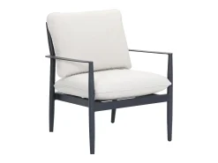 Conjunto de jardim em alumínio: um sofá de 2 lugares, 2 poltronas e 1 mesa de centro - Antracite com almofadas bege - TAVINYA de MYLIA