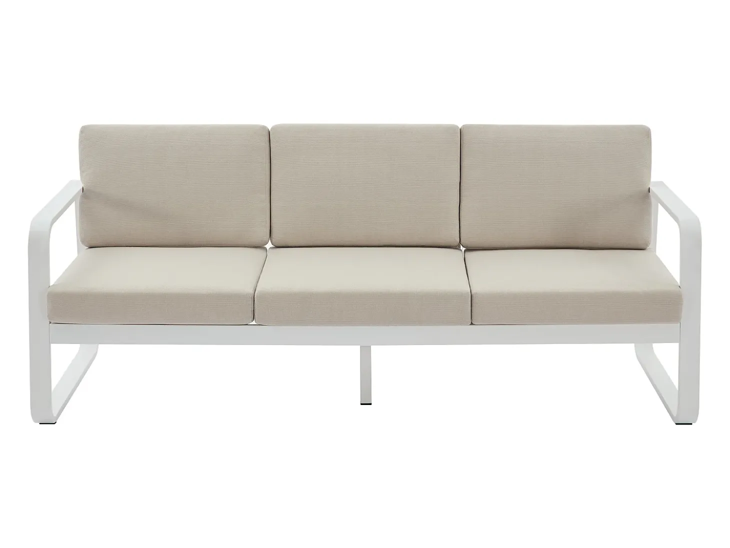 Conjunto de jardim em alumínio: 1 sofá de 3 lugares e 1 mesa de centro - Branco com almofadas bege - LOMIA da MYLIA