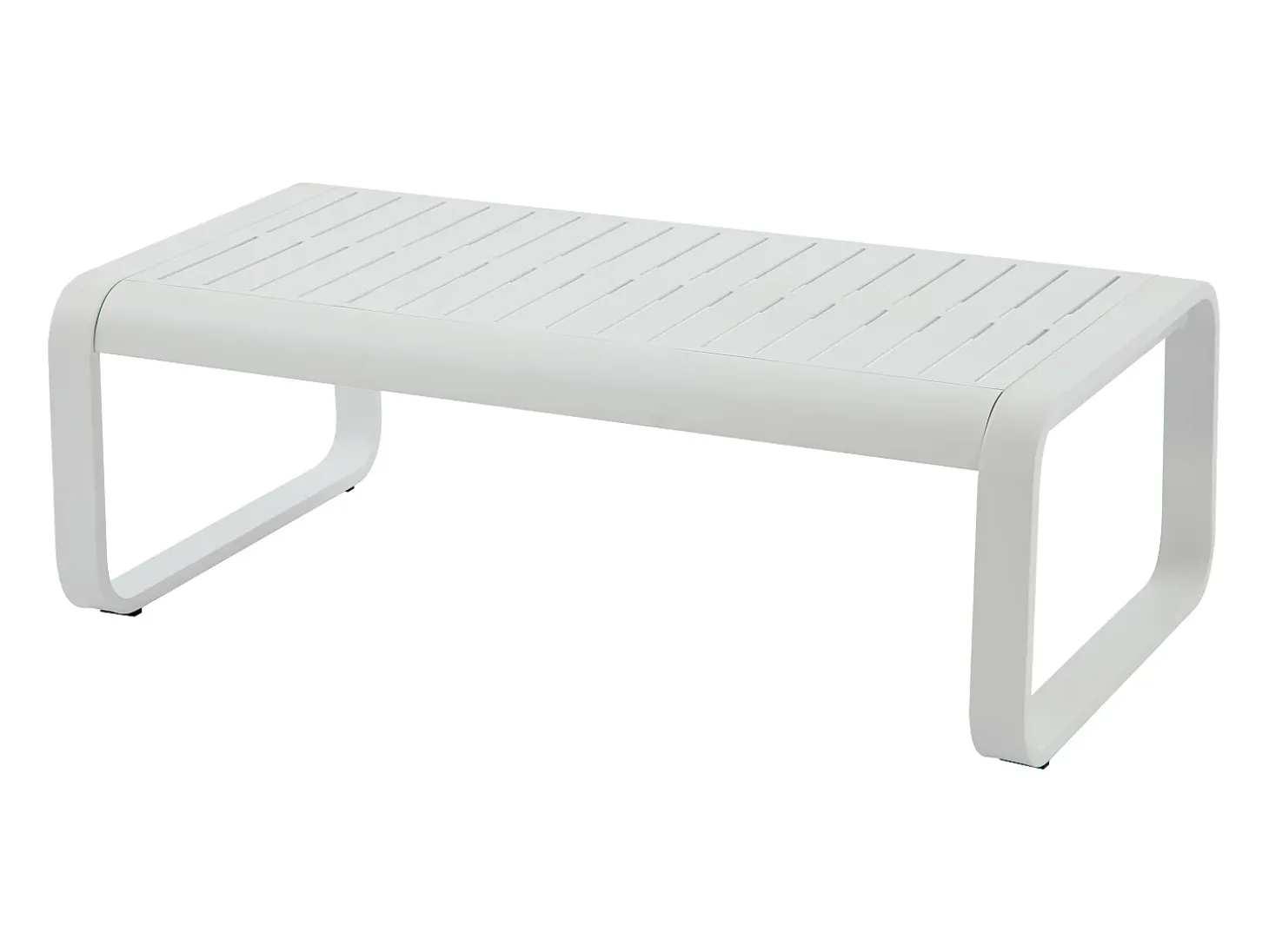 Conjunto de jardim em alumínio: 1 sofá de 3 lugares e 1 mesa de centro - Branco com almofadas bege - LOMIA da MYLIA