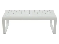 Conjunto de jardim em alumínio: 1 sofá de 3 lugares e 1 mesa de centro - Branco com almofadas bege - LOMIA da MYLIA