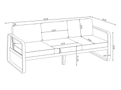 Conjunto de jardim em alumínio: 1 sofá de 3 lugares e 1 mesa de centro - Branco com almofadas bege - LOMIA da MYLIA