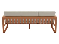 Conjunto de jardim em alumínio: 1 sofá de 3 lugares, 2 poltronas e 1 mesa de centro - Acobreado com almofadas bege - LOMIA da MYLIA