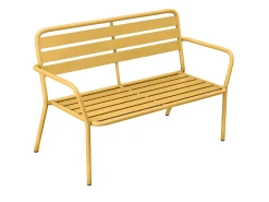 Conjunto de jardim em metal: um banco, 2 cadeirões baixos e uma mesa de centro - Amarelo mostarda - MIRMANDE de MYLIA