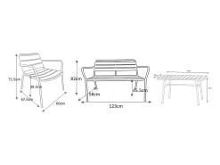 Conjunto de jardim em metal: um banco, 2 cadeirões baixos e uma mesa de centro - Amarelo mostarda - MIRMANDE de MYLIA