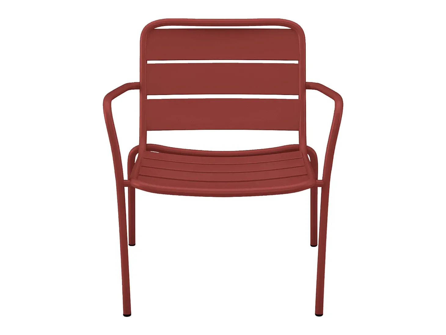 Conjunto de jardim em metal: 2 cadeirões baixos empilháveis e mesas de encaixe - Vermelho