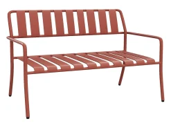 Conjunto de jardim em metal: um banco, 2 poltronas baixas e uma mesa de centro - Terracotta - BIRMOS da MYLIA