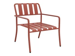 Conjunto de jardim em metal: um banco, 2 poltronas baixas e uma mesa de centro - Terracotta - BIRMOS da MYLIA