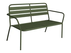Conjunto de jardim em metal: um banco, 2 cadeirões baixos e uma mesa de centro - Caqui - MIRMANDE da MYLIA