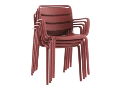 Conjunto de jardim em polipropileno - uma mesa C.90 cm e 4 cadeiras empilháveis - Terracotta - MOAH de MYLIA