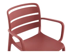 Conjunto de jardim em polipropileno - uma mesa C.90 cm e 4 cadeiras empilháveis - Terracotta - MOAH de MYLIA