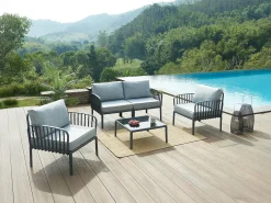 Conjunto de jardim em polipropileno: um sofá de 2 lugares e uma mesa de centro - Antracite - CASILMA da MYLIA