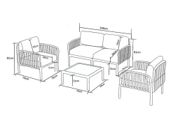 Conjunto de jardim em polipropileno: um sofá de 2 lugares, 2 poltronas e uma mesa de centro - Antracite - CASILMA da MYLIA