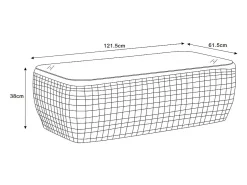 Conjunto de jardim em resina entrançada: um sofá de jardim de 2 lugares, 2 poltronas e 1 mesa de centro - Antracite com almofadas brancas - VEYRO da MYLIA