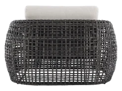 Conjunto de jardim em resina entrançada: um sofá de jardim de 2 lugares, 2 poltronas e 1 mesa de centro - Antracite com almofadas brancas - VEYRO da MYLIA