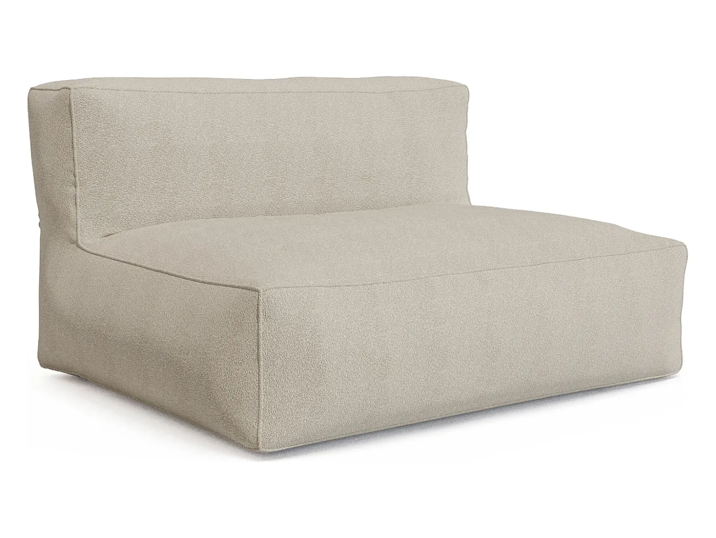 Conjunto de jardim em tecido bouclé 4 lugares: 1 sofá, 1 chaise longue e um pufe - Bege - NOUMARA da MYLIA