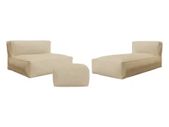 Conjunto de jardim em tecido para 4 lugares: 1 sofá, 1 chaise longue e um pufe - Bege - NOUMARA da MYLIA
