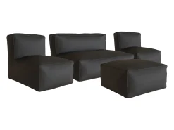 Conjunto de jardim em tecido bouclê para 5 lugares: 1 sofá, 2 poltronas e um pufe - Bege - NOUMARA da MYLIA