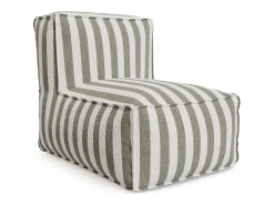 Conjunto de jardim em tecido bouclé para 2 lugares: 1 poltrona e um pufe - Listrado branco e bege - NOUMARA de MYLIA