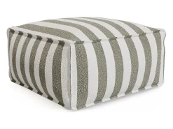 Conjunto de jardim em tecido bouclé para 2 lugares: 1 poltrona e um pufe - Listrado branco e bege - NOUMARA de MYLIA