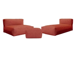 Conjunto de jardim em tecido para 4 lugares: 1 sofá, 1 chaise longue e um pufe - Terracotta - NOUMARA da MYLIA