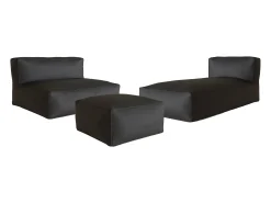 Conjunto de jardim em tecido para 4 lugares: 1 sofá, 1 chaise longue e um pufe - Terracotta - NOUMARA da MYLIA
