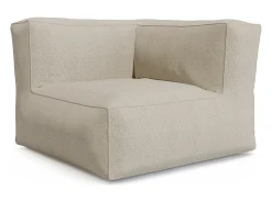 Conjunto de jardim em tecido bouclé 5 lugares: 1 sofá, 1 poltrona, 1 canto e 1 pufe - Bege - NOUMARA de MYLIA