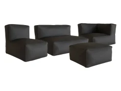 Conjunto de jardim em tecido bouclé 5 lugares: 1 sofá, 1 poltrona, 1 canto e 1 pufe - Bege - NOUMARA de MYLIA