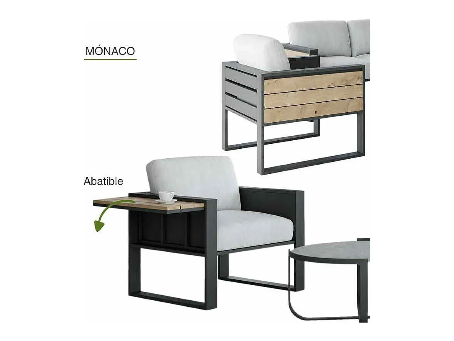 Conjunto de jardim MÓNACO 5 lugares Antracite