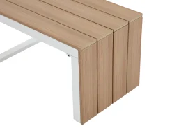 Conjunto de jardim modular em alumínio: 2 sofás e uma mesa de centro - Branco com almofadas bege - BAMBAÏA de MYLIA