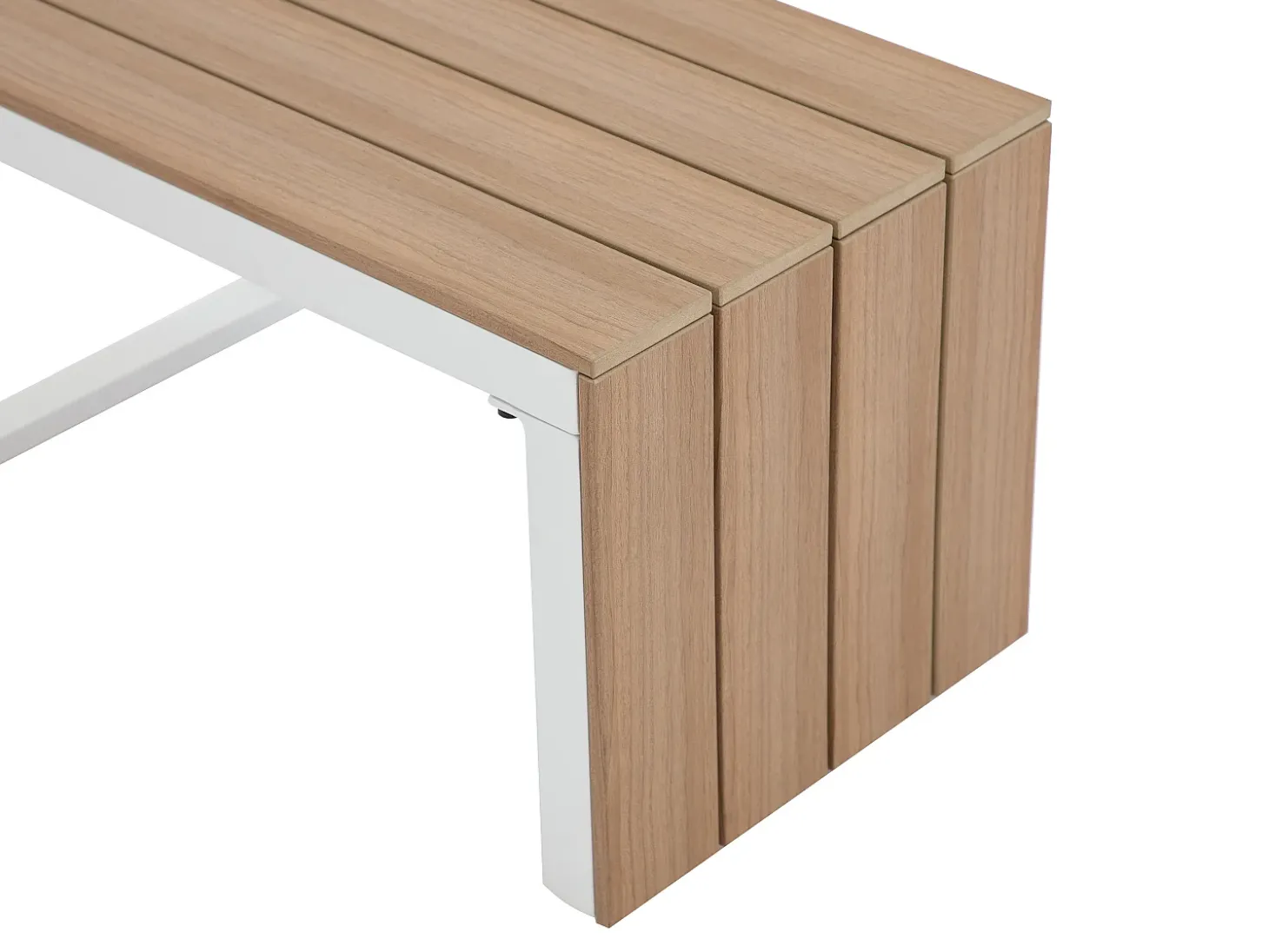 Conjunto de jardim modular em alumínio: 2 sofás e uma mesa de centro - Branco com almofadas bege - BAMBAÏA de MYLIA