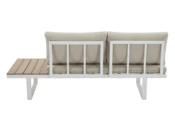 Conjunto de jardim modular em alumínio: 2 sofás e uma mesa de centro - Branco com almofadas bege - BAMBAÏA de MYLIA