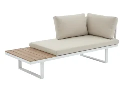 Conjunto de jardim modular em alumínio: 2 sofás e uma mesa de centro - Branco com almofadas bege - BAMBAÏA de MYLIA