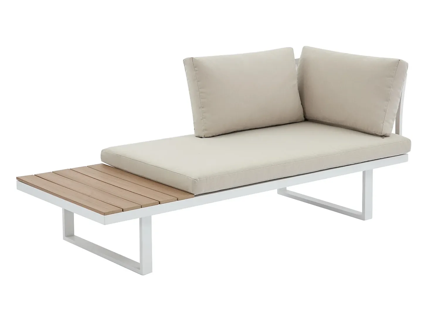 Conjunto de jardim modular em alumínio: 2 sofás e uma mesa de centro - Branco com almofadas bege - BAMBAÏA de MYLIA