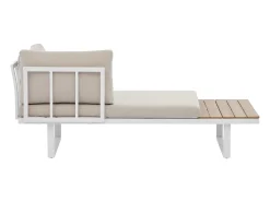 Conjunto de jardim modular em alumínio: 2 sofás e uma mesa de centro - Branco com almofadas bege - BAMBAÏA de MYLIA