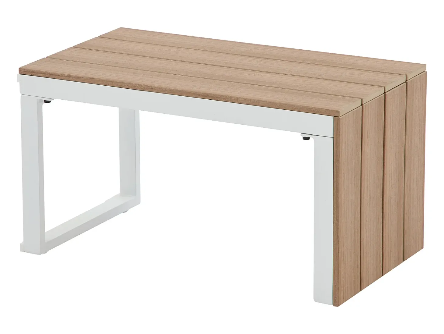 Conjunto de jardim modular em alumínio: 2 sofás e uma mesa de centro - Branco com almofadas bege - BAMBAÏA de MYLIA