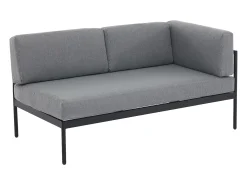 Conjunto de jardim modulável em alumínio: um sofá de canto e uma mesa de centro - Natural claro e almofadas antracite - GUIOMAR da MYLIA