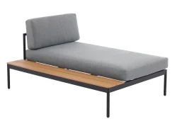 Conjunto de jardim modulável em alumínio: um sofá de canto e uma mesa de centro - Natural claro e almofadas antracite - GUIOMAR da MYLIA
