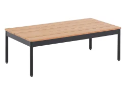 Conjunto de jardim modulável em alumínio: um sofá de canto e uma mesa de centro - Natural claro e almofadas antracite - GUIOMAR da MYLIA