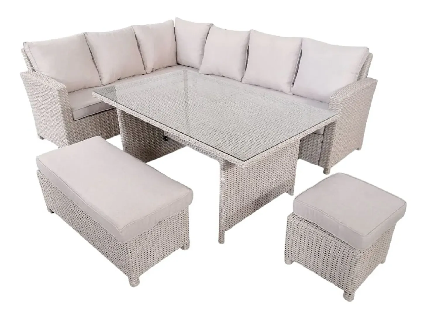 Conjunto de jardim MUNICH 9 lugares Cinza Pérola 1 banco