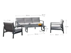 Conjunto de jardim ONIX 4 peças Antracite