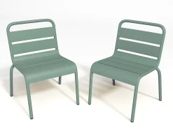 Conjunto de jardim para criança em metal verde-amêndoa 1 mesa e 4 cadeiras