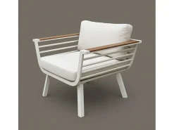 Conjunto de Jardim TORONTO Branco em Alumínio e Madeira Sintética