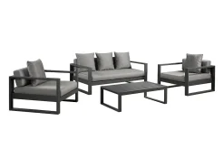 Conjunto de jardim: um sofá 3 lugares, 2 cadeirões, uma mesa de centro - Antracite - MOLOKAI