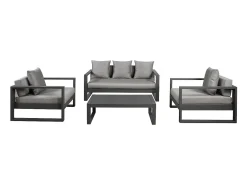Conjunto de jardim: um sofá 3 lugares, 2 cadeirões, uma mesa de centro - Antracite - MOLOKAI