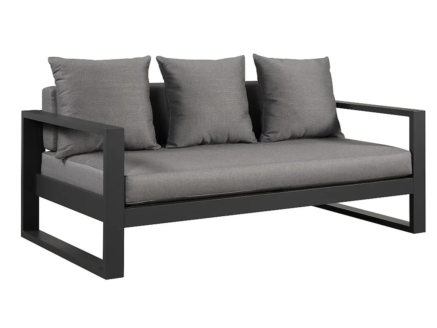 Conjunto de jardim: um sofá 3 lugares, 2 cadeirões, uma mesa de centro - Antracite - MOLOKAI