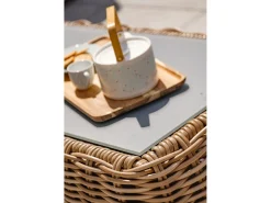 Conjunto de lounge de jardim de 6 lugares em resina de vime